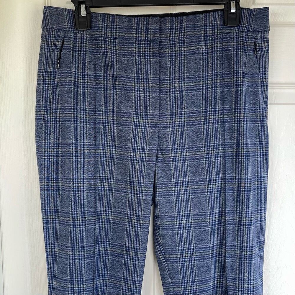 Elie Tahari Leena Plaid Cropped Pants (Blue Plaid) - Medium - Picture 4 of 12